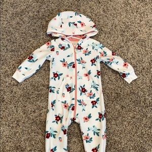 Floral fleece infant girls zip up